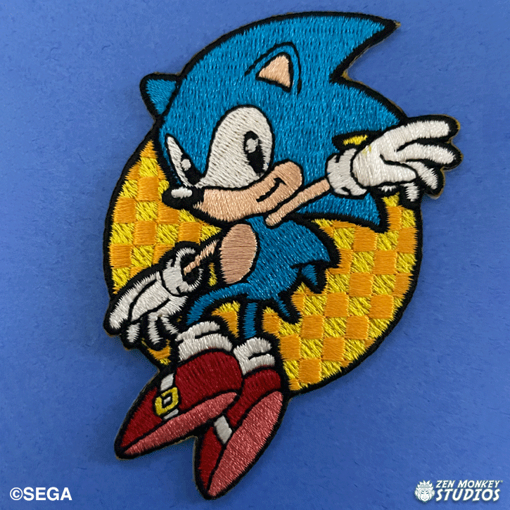 Leaping Sonic: Classic Sonic The Hedgehog Iron On Patch – Zen Monkey ...